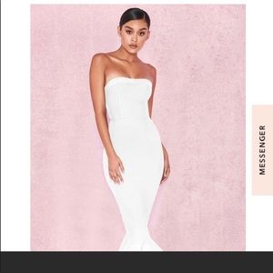 White Strapless Peplum Frill Dress